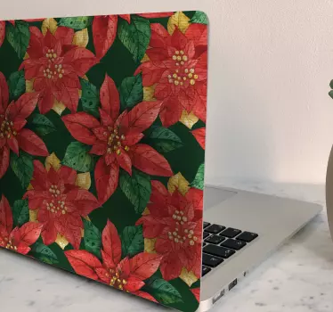 Laptop Aufkleber weihnachtsstern blumenmuster - TenStickers