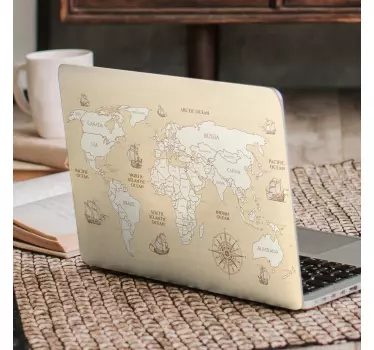 Laptop aufkleber weltkarte kunstwerk - TenStickers