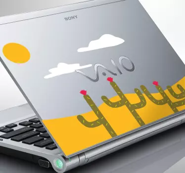 Laptop Aufkleber Wüste und Kaktus - TenStickers