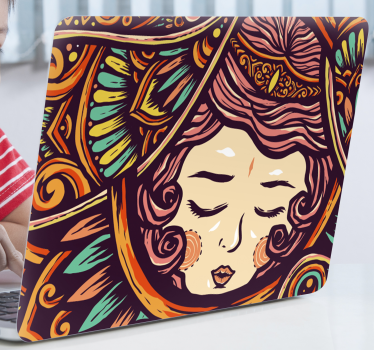 Laptop Folie Zeichnung einer Frau - TenStickers