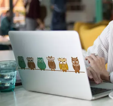Laptop Sticker Eulen Linie - TenStickers