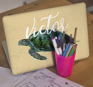 Laptop Sticker Meeresschildkröte mit Namen - TenStickers