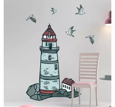 Leuchtturm Illustration Wandtattoo - TenStickers