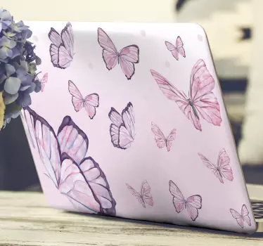 Laptop Sticker lila Schmetterlinge - TenStickers