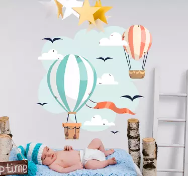 Luftballons und wolken wandaufkleber - TenStickers