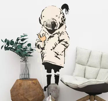 Mädchen mit Vogel Banksy Wandaufkleber - TenStickers