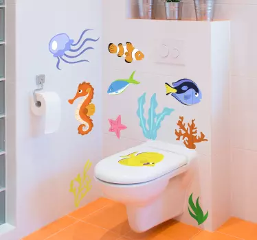 Meerestiere Wandtattoo Badezimmer - TenStickers