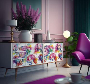 Frauen in Aquarellfarben Möbelfolie - TenStickers