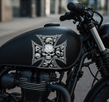Motorrad aufkleber eisenkreuz totenköpfe - TenStickers
