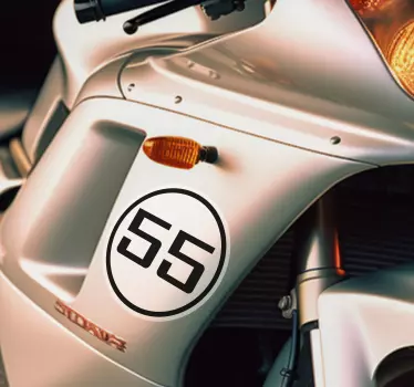 Motorrad Aufkleber persönliche abgerundete Zahl - TenStickers