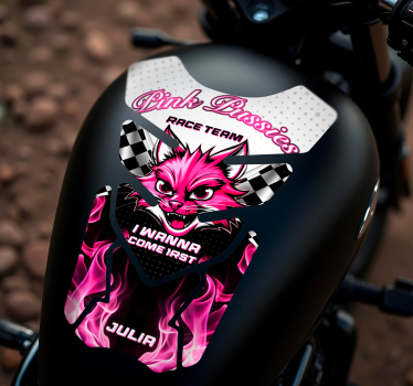 Motorrad Aufkleber rosa katze - TenStickers