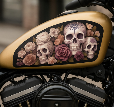 Motorrad aufkleber totenkopf mit toter rose - TenStickers