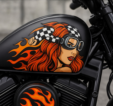 Motorrad aufkleber vintage brillenträgerin - TenStickers