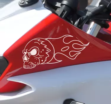 Flammender Totenkopg Aufkleber für Motorrad - TenStickers