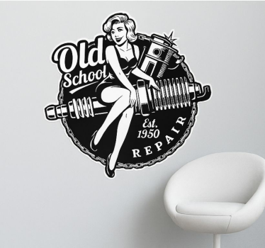 Motorrad folie vintage garage pinup - TenStickers