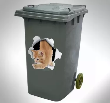 Aufkleber Mülltonne Katze - TenStickers