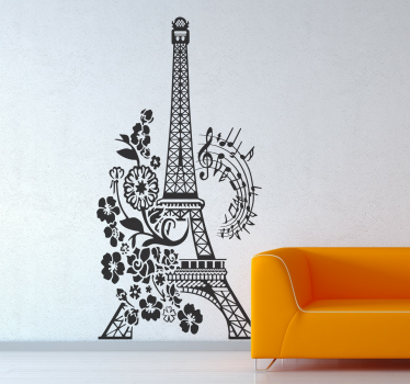 Musik Eiffelturm Wandtattoo - TenStickers