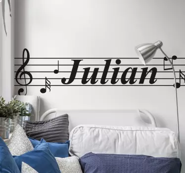 Musikalischer Sticker Musiknoten mit Namen - TenStickers