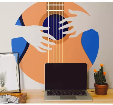 Musikalisches wandtattoo gitarrenhand kunst - TenStickers