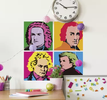 Musikalisches Wandtattoo porträts klassischer komponisten - TenStickers