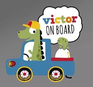Dino mit Namen Baby on Board Aufkleber - TenStickers