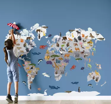 Kinderzimmer Weltkarte Wandtattoo im nordischen Stil - TenStickers
