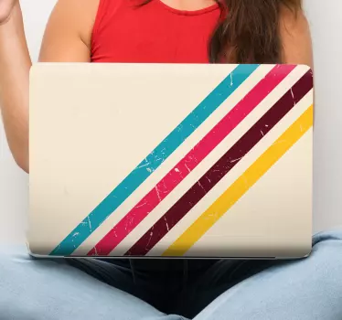 Notebook Aufkleber 70er diagonale linien - TenStickers