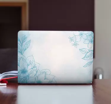 Notebook Aufkleber Blaue pulverpastellblume - TenStickers