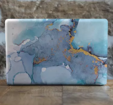 Notebook Aufkleber Blauer und weißer marmor - TenStickers