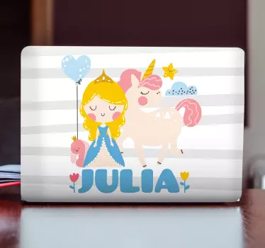 Notebook Aufkleber Cartoon-prinzen und einhorn - TenStickers