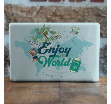 Laptop Aufkleber Genieße die Weltkarte - TenStickers