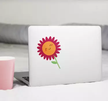 Laptop Aufkleber Glückliche Blume lächelnd - TenStickers
