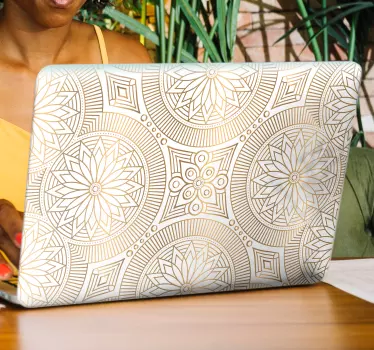 Notebook Aufkleber Goldtöne Mandala - TenStickers