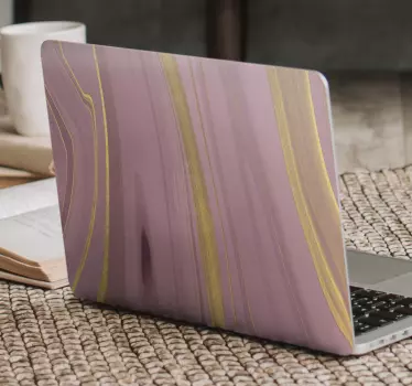 Notebook Aufkleber Lila marmor und gold - TenStickers