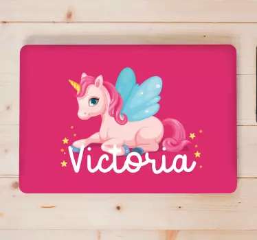 Notebook Aufkleber Lustiges rosa glückliches einhorn - TenStickers