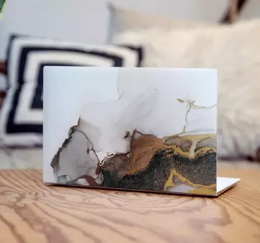 Notebook Aufkleber Schwarz-goldener marmor - TenStickers