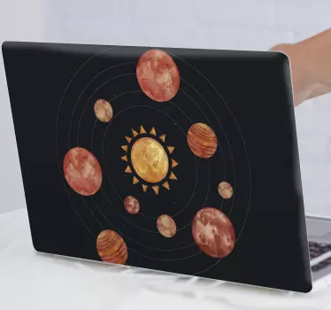 Notebook Aufkleber Sonnensystem orange aquarell - TenStickers
