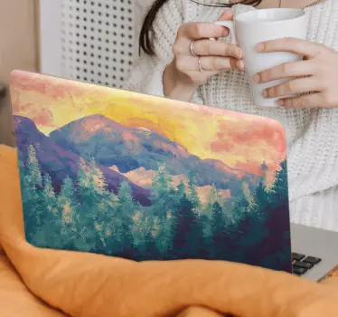 Laptop Sticker Berglandschaft Gemälde - TenStickers