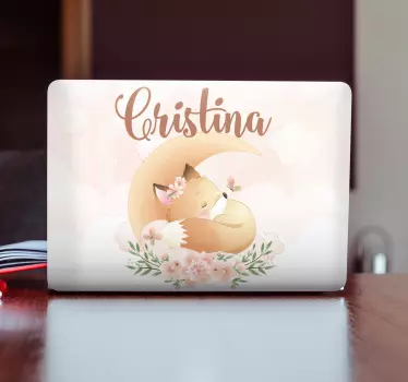 Notebook Aufkleber Süßer fuchs für mädchen mit Namen - TenStickers