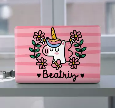 Notebook Aufkleber Süßes blumeneinhorn - TenStickers