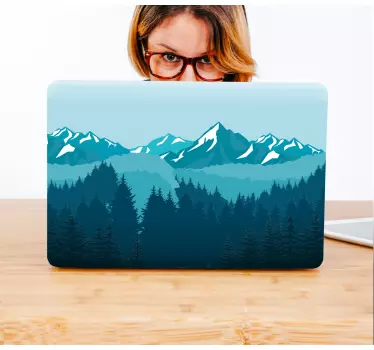Laptop Aufkleber blaue Landschaft Wandtattoo Berge - TenStickers