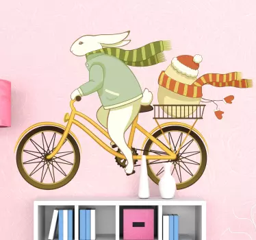 Osterhase auf Fahrrad Aufkleber - TenStickers
