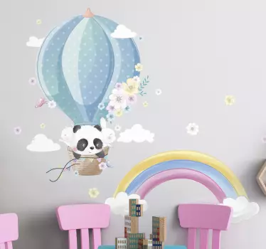 Panda im Heißluftballon Wandtattoo Kinderzimmer - TenStickers