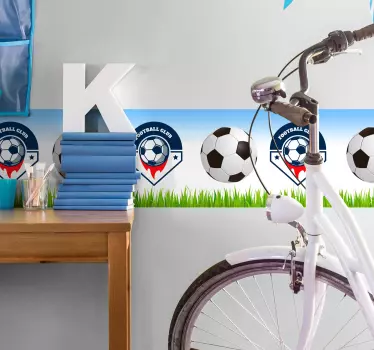 Wandtattoo Fußball Bordüre personalisierbar - TenStickers