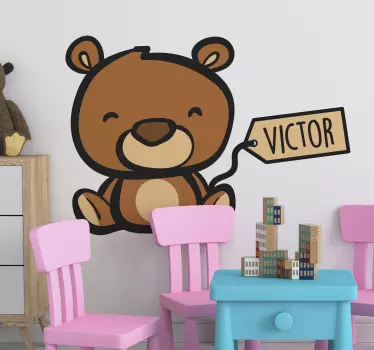 Personalisierbares Teddybär Zeichnung Wandtattoo - TenStickers
