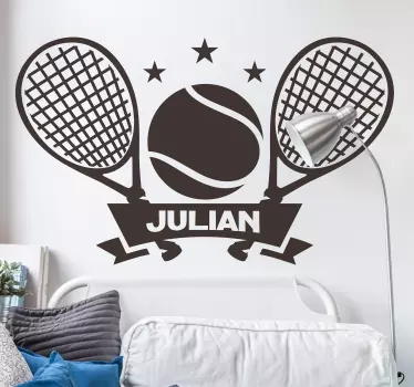 Wandtattoo Jugendzimmer anpassbarer Tennis Schläger und Ball - TenStickers