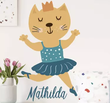Personalisierte ballerina katze aufkleber wanddekoration - TenStickers