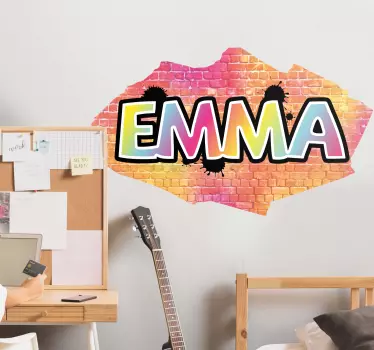 Personalisierte Sticker Bunte graffiti bemalte wand mit Namen - TenStickers