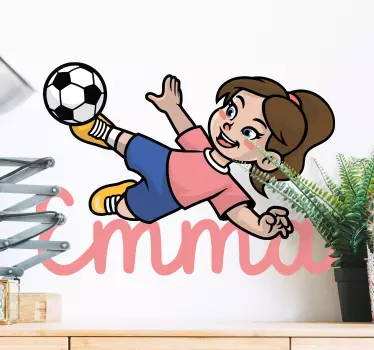 Personalisierte Sticker Fußballspielerin mit Namen - TenStickers
