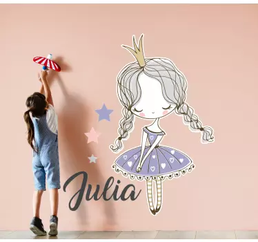 Personalisierte Sticker Prinzessin mit zwei zöpfen - TenStickers